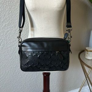 Black leather Unisex COACH Crossbody Bag